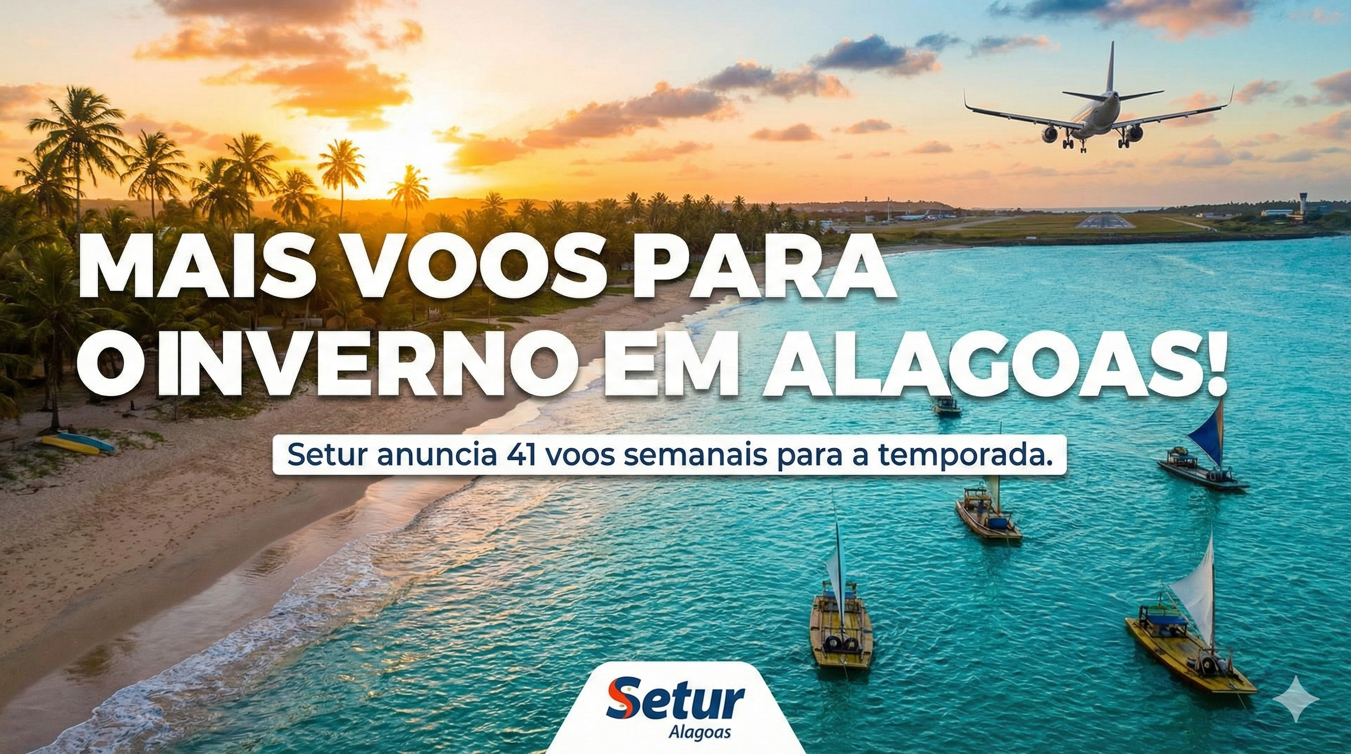 Setur anuncia 41 voos semanais para a temporada de inverno em Alagoas